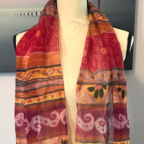 Il Mondo Di Angelo Italian Scarf Pink Orange Gold - Picture 8 of 8